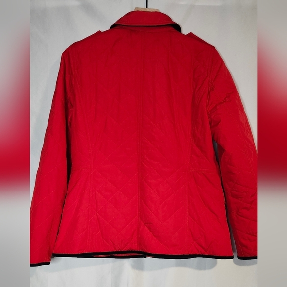Talbots Jacket Women's Size Small Red Black Quilted Coat Corduroy Trim Classic - Picture 4 of 11